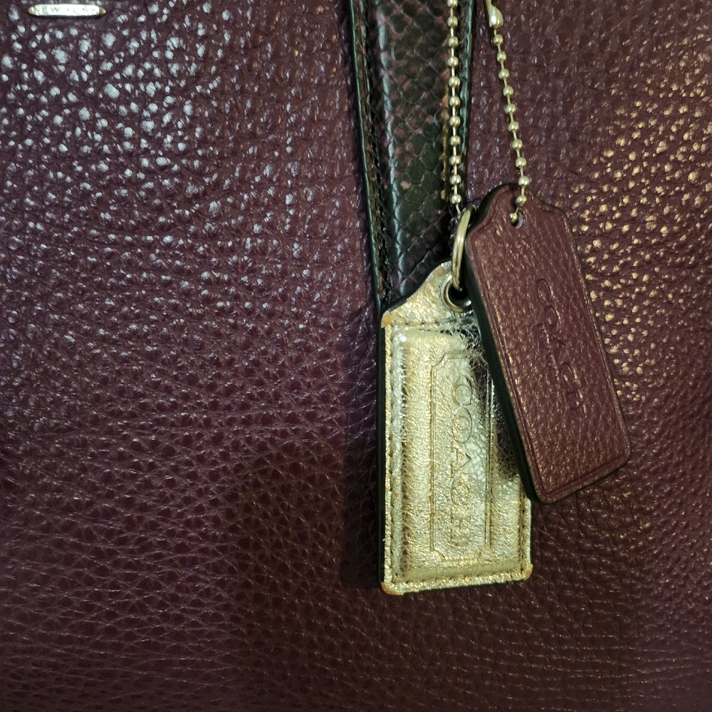 Coach Plum Pebbled Leather 2way Satchel W Twilly EUC - Picture 13 of 16